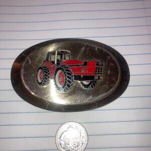 Vintage Red Tractor Belt Buckle